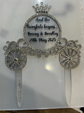 Load image into Gallery viewer, Swarovski Crystal Carriage Cake Topper: Fairytale Wedding Decoration
