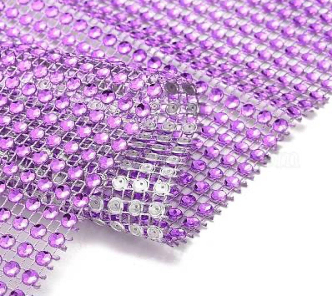 LILAC Rhinestone ribbon, Diamond Mesh, Diamante Bling, Crystal trim 1 METER cake trim. by Crystal wedding uk
