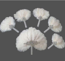 Load image into Gallery viewer, Set of 6 Feather Fan bouquets, Ostrich feathers,Great Gatsby wedding style 1920&#39;s - any colour as custom made by Crystal wedding uk
