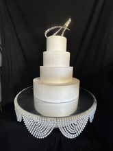 Load image into Gallery viewer, White Pearl cake stand, wedding cake stand, round or square by Crystal wedding uk
