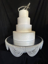 Load image into Gallery viewer, White Pearl cake stand, wedding cake stand, round or square by Crystal wedding uk
