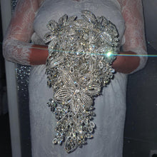 Load image into Gallery viewer, Diamante Flower Bouquet: Crystal Rhinestone Bridal Bouquet 8" x 13" -Handmade to order
