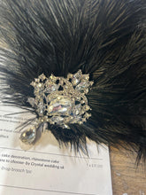 Load image into Gallery viewer, Feather wrist corsage,The Great Gatsby 1920&#39;s feather rhinestone brooch.
