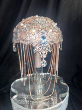 Load image into Gallery viewer, Rose Gold Crystal Brooch Wedding Bouquet: Handmade Jewel Cascade
