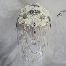 Load image into Gallery viewer, Crystal Brooch and Pearl drape bouquet by Crystal wedding uk
