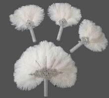 Load image into Gallery viewer, 4pcs Feather Fan bouquets, Ostrich feathers, Great Gatsby wedding style 1920&#39;s - any colour -custom made by Crystal Wedding UK

