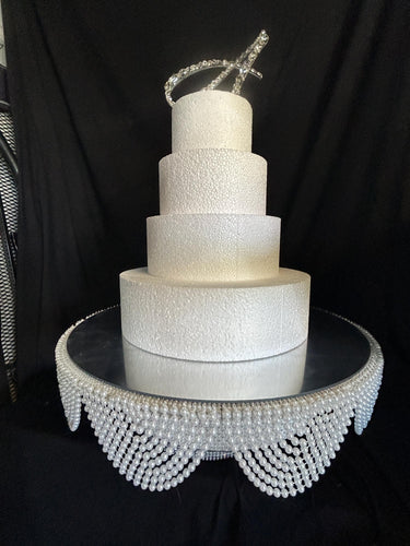 White Pearl cake stand, wedding cake stand, round or square by Crystal wedding uk