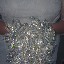 Load image into Gallery viewer, Luxury wedding Bouquet – 7" x 11" Crystal Diamond bridal flowers Rhinestone bling Wedding Bouquet
