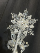 Load image into Gallery viewer, Snowflake wand, flower girl bridesmaid, Winter wedding bridesmaid gift
