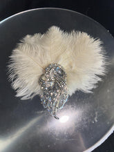 Load image into Gallery viewer, Ostrich Feather buttonhole Boutonnière -ANY COLOUR Artificial buttonhole by Crystal wedding uk
