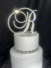 Load image into Gallery viewer, Monogram Wedding Cake Topper: Pearl &amp; Crystal Initial, Wedding gift , Engagement custom topper 6"

