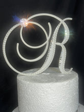 Load image into Gallery viewer, Monogram Wedding Cake Topper: Pearl &amp; Crystal Initial, Wedding gift , Engagement custom topper 6"

