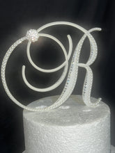 Load image into Gallery viewer, Monogram Wedding Cake Topper: Pearl &amp; Crystal Initial, Wedding gift , Engagement custom topper 6"
