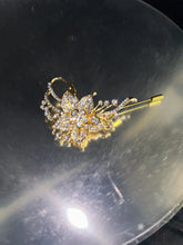 Load image into Gallery viewer, Crystal Flower Groom Boutonniere: Silver Wedding Lapel Pin
