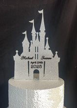 Load image into Gallery viewer, Fairytale Castle Cake Topper: Glitter Effect Acrylic Wedding Decoration
