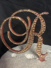 Load image into Gallery viewer, Swarovski Crystal Monogram Cake Topper: Custom Initial, 6" Tall
