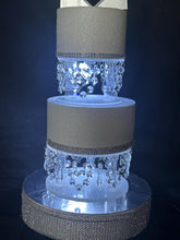Load image into Gallery viewer, Crystal Chandelier Wedding Cake Separator – LED Tiered cake Stand, Set of 2 (6" &amp; 8")

