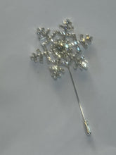 Load image into Gallery viewer, Crystal Snowflake Boutonniere: Winter Wedding Rhinestone Corsage
