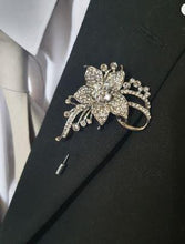 Load image into Gallery viewer, Sparkly Silver Brooch Bouquet, Crystal Rhinestone Wedding Flowers

