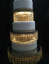 Load image into Gallery viewer, Diamante Cake Separator with LED Lights: Faux Crystal Wedding Display
