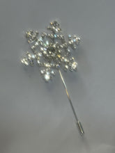 Load image into Gallery viewer, Crystal Snowflake Boutonniere: Winter Wedding Rhinestone Corsage

