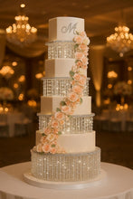 Load image into Gallery viewer, Crystal Chandelier Cake Stand – LED Light, Acrylic Base
