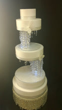 Load image into Gallery viewer, Tall floor cake table Crystal Chandelier Cake Stand Set: LED Wedding Cake Separators
