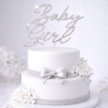 Load image into Gallery viewer, Swarovski Crystal Baby girl Cake Topper: Custom Monogram Letter, pink Rhinestone Bling topper
