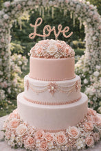 Load image into Gallery viewer, Swarovski Crystal LOVE Cake Topper,4" 6" 8" 10" sizes - Clear, Gold, Rose gold Rhinestone Bling topper
