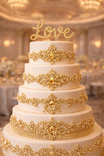 Load image into Gallery viewer, Swarovski Crystal LOVE Cake Topper,4" 6" 8" 10" sizes - Clear, Gold, Rose gold Rhinestone Bling topper
