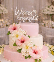 Load image into Gallery viewer, Swarovski Crystal WERE ENGAGED Cake Topper, CLEAR Rhinestone Bling topper
