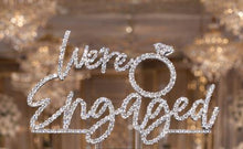 Load image into Gallery viewer, Swarovski Crystal WERE ENGAGED Cake Topper, CLEAR Rhinestone Bling topper
