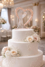 Load image into Gallery viewer, Swarovski Crystal Couples Personalised heart Cake Topper, Sparkling Rhinestone Bling topper
