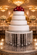 Load image into Gallery viewer, Luxury Crystal Wedding Cake Stand | Cascading Crystal Beaded Cake Stand | Elegant Wedding &amp; Event Display Decor by Crystal wedding uk
