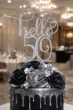 Load image into Gallery viewer, Swarovski Crystal Hello 50 -Cake Topper, 6" CLEAR Rhinestone Bling topper
