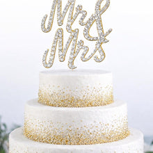 Load image into Gallery viewer, Crystal wedding cake topper, Swarovski bling, Sparkly wedding decor 6" wide CLEAR Rhinestone Bling topper
