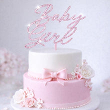 Load image into Gallery viewer, Swarovski Crystal Baby girl Cake Topper: Custom Monogram Letter, pink Rhinestone Bling topper
