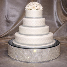 Load image into Gallery viewer, Pearl &amp; Real Crystal Wedding Cake Stand | Custom Size Pearl Cake Stand | Luxury Wedding Dessert Display Stand
