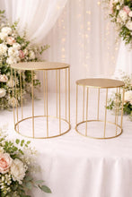 Load image into Gallery viewer, Gold Metal Cake Stand with Crystal Drops, Wedding Event Display
