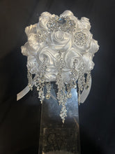 Load image into Gallery viewer, Trailing Brooch Bouquet: Silver Rhinestone Jewel Wedding Bouquet
