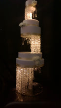 Load image into Gallery viewer, Crystal cake stand + 2 separators chandelier wedding cake with LED Lights,set of 3 pieces side bar Illusion 6&quot; 10&quot; 14&quot; by Crystal wedding uk

