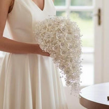 Load image into Gallery viewer, Ivory Pearl &amp; Crystal Bridal Bouquet: Rhinestone Wedding Flowers
