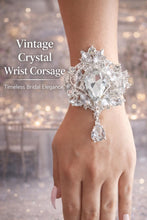 Load image into Gallery viewer, Vintage Inspired Crystal Wrist Corsage Bridal Bridesmaid Wedding Accessory – Rhinestone Bracelet Corsage
