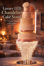 Load image into Gallery viewer, Crystal Chandelier Wedding Cake Separator – Luxury Cake Divider Stand, Elegant Wedding Cake Display
