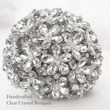 Load image into Gallery viewer, Crystal Wedding Bouquet – Handmade Clear Glass Bridal Bouquet, Sparkling Bridal Flower Keepsake, Swarovski-Style Bridal Bouquet
