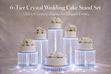 Load image into Gallery viewer, Crystal Wedding Cake Stand Set – 6 Tier Acrylic Cake Display with LED Lights, Luxury Wedding Cake Separator Stands
