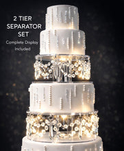Load image into Gallery viewer, Crystal Chandelier Wedding Cake Separator – LED Tiered cake Stand, Set of 2 (6" &amp; 8")
