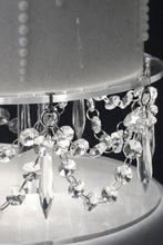 Load image into Gallery viewer, Luxury Chandelier Wedding Cake Separator set 3 : LED Lit Glass seperators (8/10/12 inch). Free UK &amp; USA Shipping
