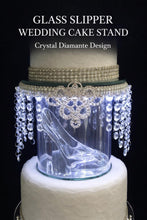 Load image into Gallery viewer, Glass Shoe Wedding Cake Stand – Crystal Glass Slipper Cake Display, Elegant Bridal Cake Stand, Luxury Wedding Dessert Display
