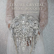 Load image into Gallery viewer, Wedding Bridal Bouquet Crystal Crystal Silver brides brooch Cascade Wedding Bouquet

